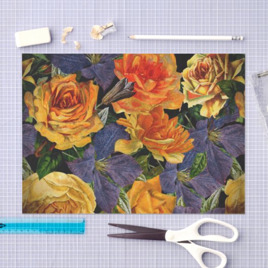 Romantisch donker roos bloempatroon tissuepapier (Craft)