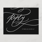 Romantisch | Donker Zwart Menu Keuze RSVP Briefkaa (Voorkant)