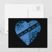 Romantisch donkerblauw steampunk hart briefkaart (Voorkant / Achterkant)