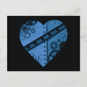Romantisch donkerblauw steampunk hart briefkaart