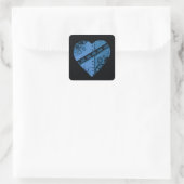 Romantisch donkerblauw steampunk hart vierkante sticker (Tas)