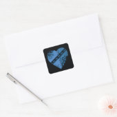 Romantisch donkerblauw steampunk hart vierkante sticker (Envelop)