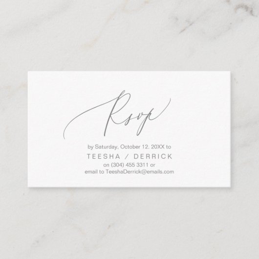 Romantisch, Donkergrijs, Uitnodiging RSVP, Reageer Informatiekaartje (Voorkant)