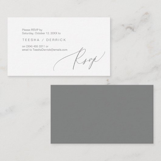 Romantisch, Donkergrijs, Uitnodiging RSVP, Reageer Informatiekaartje (Voorkant / Achterkant)