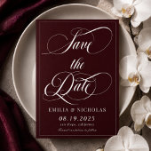 Romantisch donkerrood save the date