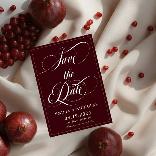 Romantisch donkerrood save the date
