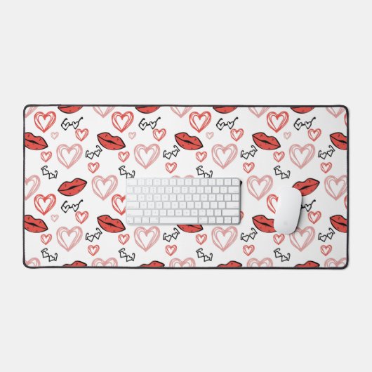 Romantisch Doodles-patroon Bureaumat (Keyboard & Muis)