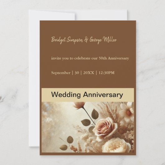 Romantisch Dromerig Bloemen Huwelijk jubileum Kaart (Voorkant)