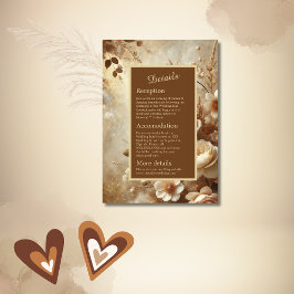 Romantisch Dromerig Bloemen Huwelijk & monogram Informatiekaartje