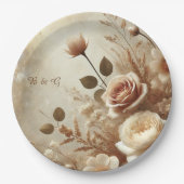 Romantisch Dromerig Bloemen Huwelijk Papieren Bordje (Voorkant)