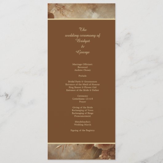 Romantisch Dromerig Bloemen Huwelijk Programmakaart (Achterkant)