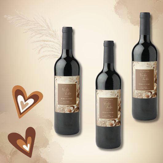 Romantisch Dromerig Bloemen Huwelijk Wijn Etiket