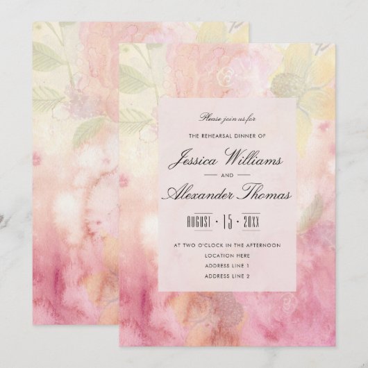 Romantisch Dromerig Bloesem Huwelijk Repetitie Din Kaart (Voorkant / Achterkant)