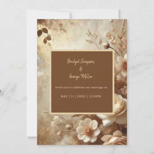 Romantisch Dromerig Ivoor Bloemen Huwelijk Kaart (Voorkant)