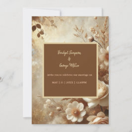 Romantisch Dromerig Ivoor Bloemen Huwelijk Kaart