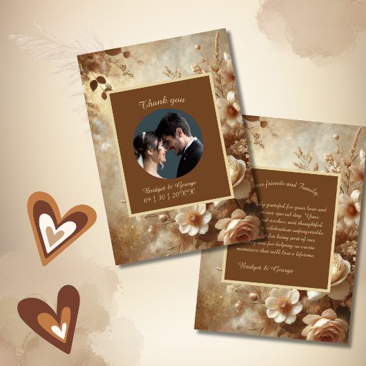 Romantisch Dromerige Bloemen Trouwfoto Bedankkaart