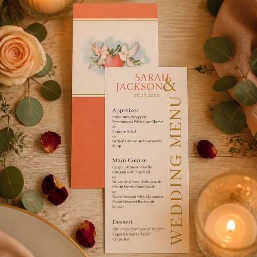 Romantisch Duiven Koraal Huwelijksmenu Menu