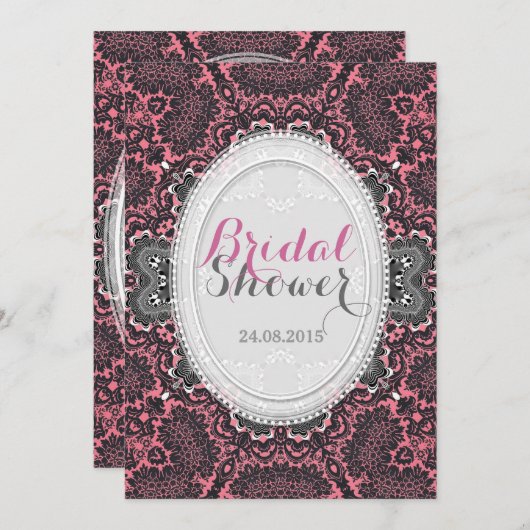 Romantisch Dusky Roze Damask Vrijgezellenfeest Kaart (Voorkant / Achterkant)