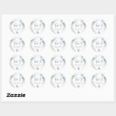Romantisch Dusty Blauw Dank u Bloemen bruiloft Ronde Sticker (Vel)