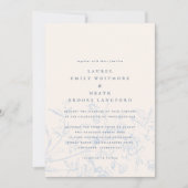 Romantisch Dusty Blue Bloemen Foto Huwelijk Kaart (Voorkant)