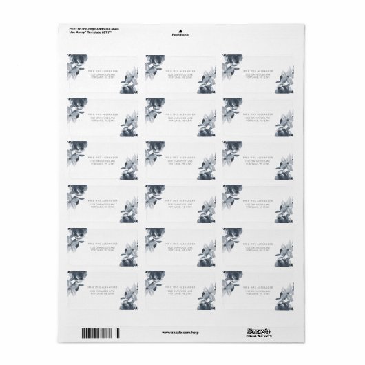 Romantisch Dusty Blue Floral Bruiloft Retourlabel Etiket (Full Sheet)