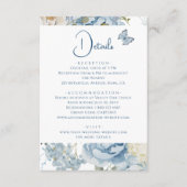 Romantisch Dusty Blue Floral Details Huwelijk Informatiekaartje (Voorkant)