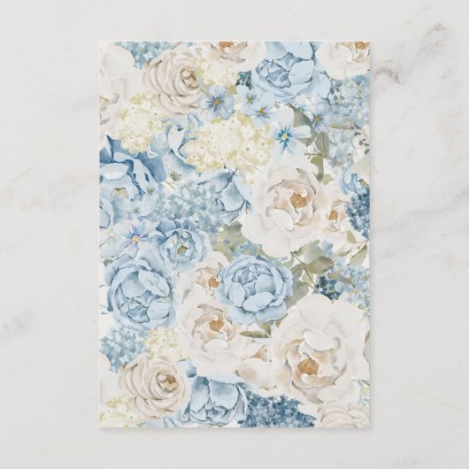 Romantisch Dusty Blue Floral Details Huwelijk Informatiekaartje (Achterkant)