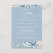 Romantisch Dusty Blue Floral Details Huwelijk Informatiekaartje (Voorkant)