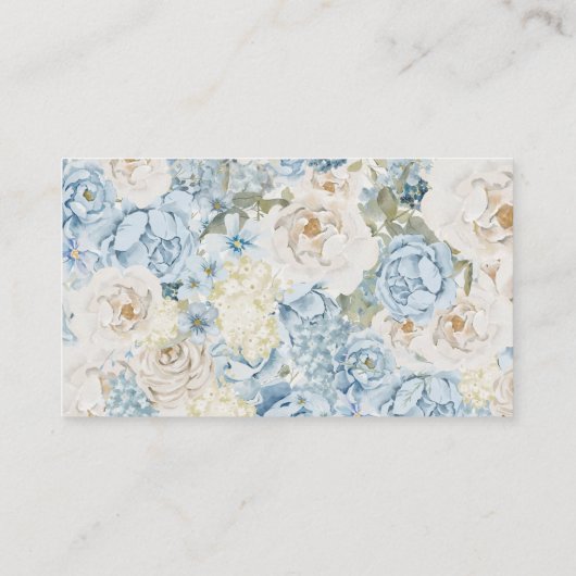 Romantisch Dusty Blue Floral Details Huwelijk Informatiekaartje (Achterkant)