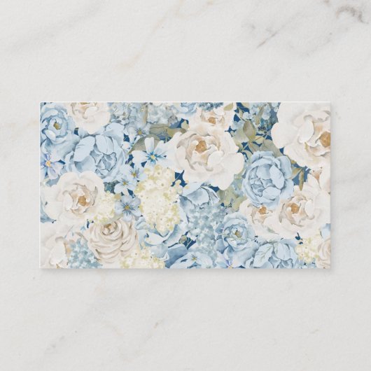 Romantisch Dusty Blue Floral Details Huwelijk Informatiekaartje (Achterkant)