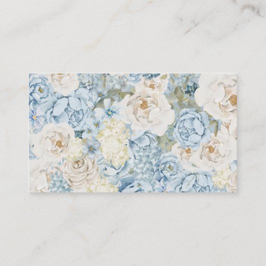Romantisch Dusty Blue Floral Details Huwelijk Informatiekaartje (Achterkant)