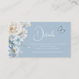 Romantisch Dusty Blue Floral Details Huwelijk Visitekaartje