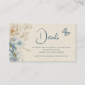 Romantisch Dusty Blue Floral Details Huwelijk Visitekaartje (Voorkant)