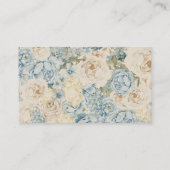 Romantisch Dusty Blue Floral Details Huwelijk Visitekaartje (Achterkant)