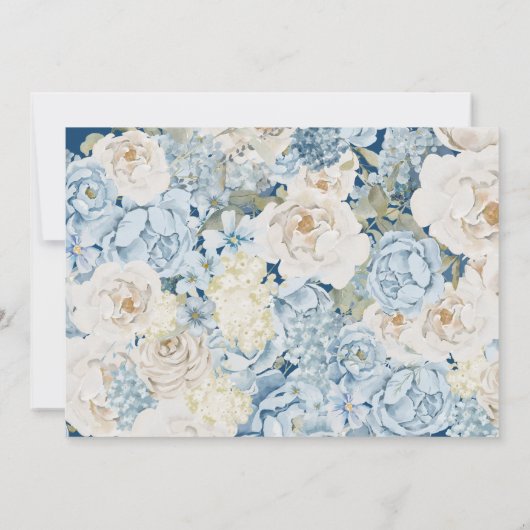 Romantisch Dusty Blue Floral QR Code Huwelijk Save The Date (Achterkant)