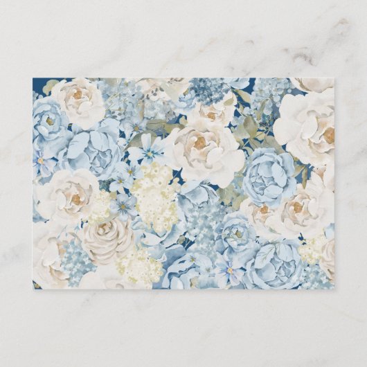 Romantisch Dusty Blue Floral Receptie Trouwen Informatiekaartje (Achterkant)