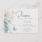 Romantisch Dusty Blue Floral Receptie Trouwen Informatiekaartje (Voorkant)
