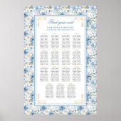 Romantisch Dusty Blue Gold Boho Zitplaatskaart Poster (Voorkant)