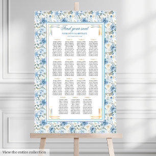 Romantisch Dusty Blue Gold Boho Zitplaatskaart Poster