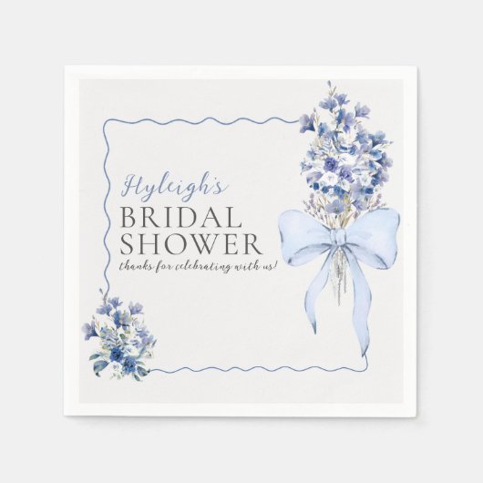 Romantisch Dusty Blue Ribbon Bow Custom Servet (Voorkant)