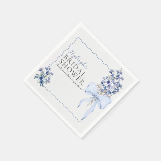 Romantisch Dusty Blue Ribbon Bow Custom Servet (Hoek)