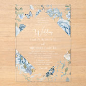 Romantisch Dusty Blue Waterverf Bloemen Huwelijk Acryl Uitnodigingen (Voorkant)