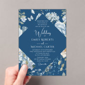 Romantisch Dusty Blue Waterverf Bloemen Huwelijk Acryl Uitnodigingen (Insitu (Draagbaar))