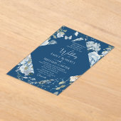 Romantisch Dusty Blue Waterverf Bloemen Huwelijk Acryl Uitnodigingen (Laagn)