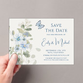 Romantisch Dusty Blue Waterverf Bloemen Huwelijk Acryl Uitnodigingen (Insitu (Draagbaar))