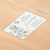 Romantisch Dusty Blue Waterverf Bloemen Huwelijk Acryl Uitnodigingen (Laagn)