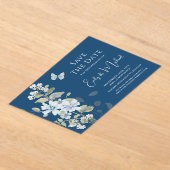 Romantisch Dusty Blue Waterverf Bloemen Huwelijk Acryl Uitnodigingen (Laagn)