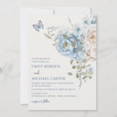 Romantisch Dusty Blue Waterverf Bloemen Huwelijk Kaart (Voorkant)