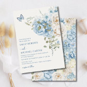 Romantisch Dusty Blue Waterverf Bloemen Huwelijk Kaart