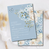Romantisch Dusty Blue Waterverf Bloemen Huwelijk Kaart